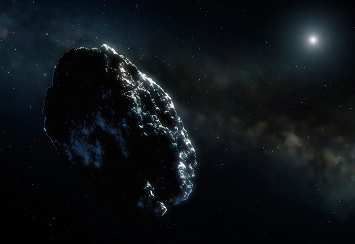 Una representación de un asteroide.