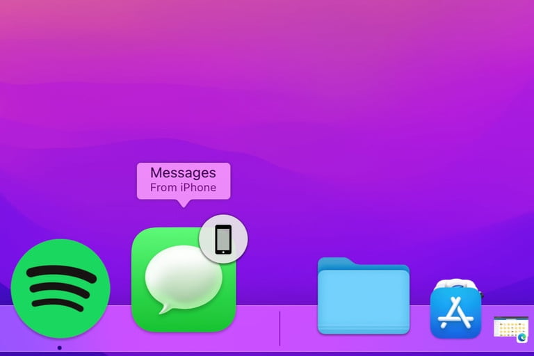 Mensaje en una aplicación de Handoff en una Mac.