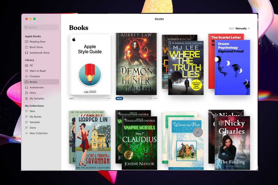 Descargar en el menú de acciones del libro en Apple Books.