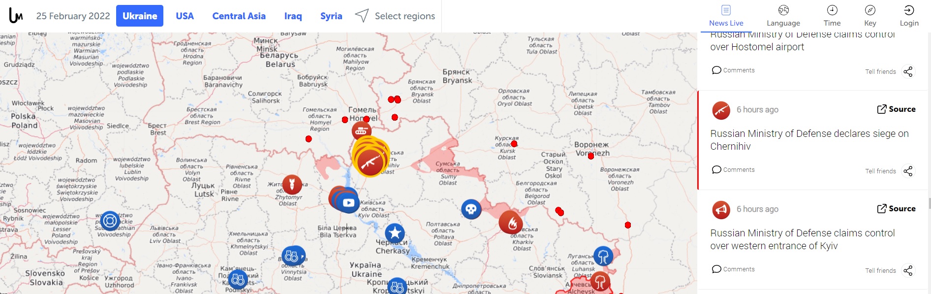 El mapa de LiveU te muestra en tiempo real cómo avanza la invasión rusa en Ucrania.