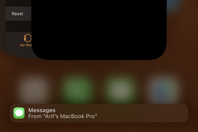 Mensaje de Handoff en una iPad.