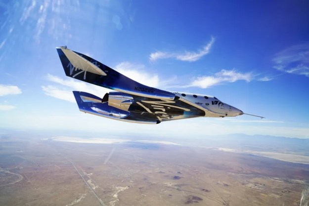 El avión de Virgin Galactic que sirve para transportar la nave que viaja al borde del espacio.