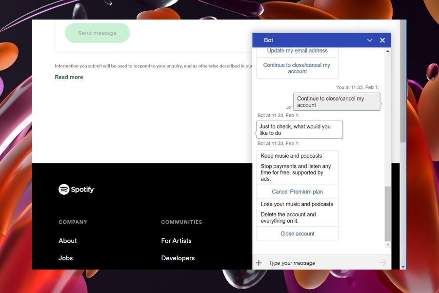 Cómo eliminar la cuenta de Spotify con el bot