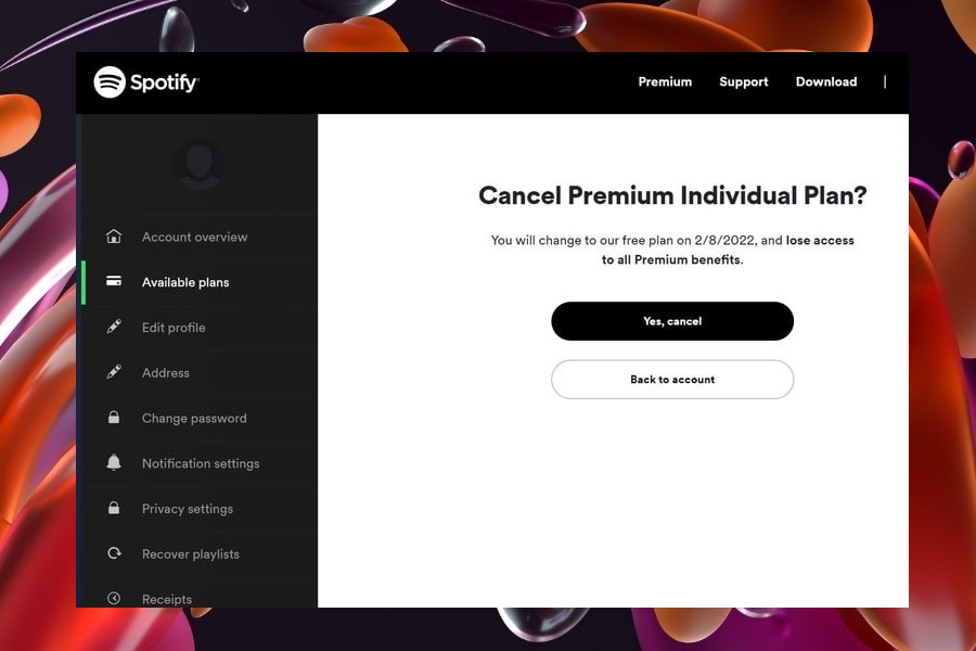 Página principal de Spotify.