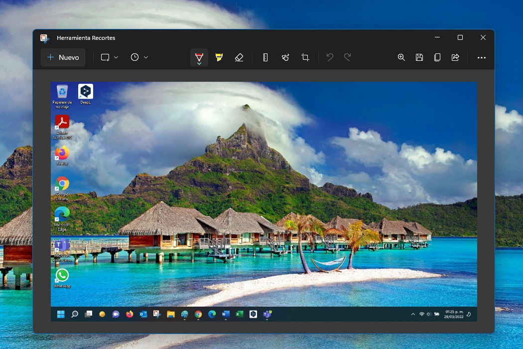 Herramienta Recortar y anotar en Windows 11.