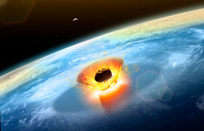 Una representación del impacto de un asteroide en la Tierra.