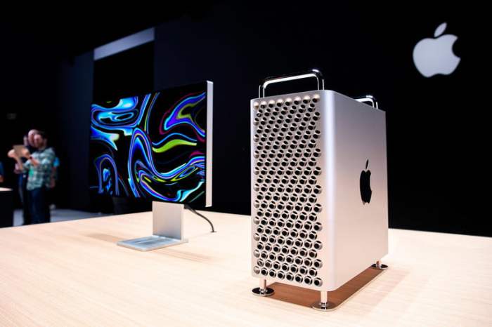 La Mac Pro de Apple se exhibe en la sala de exposiciones durante la Conferencia Mundial de Desarrolladores de Apple.