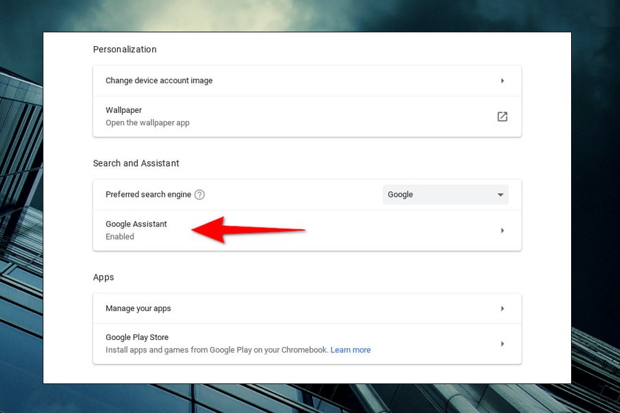 Configuración del Asistente de Google para Chromebook.