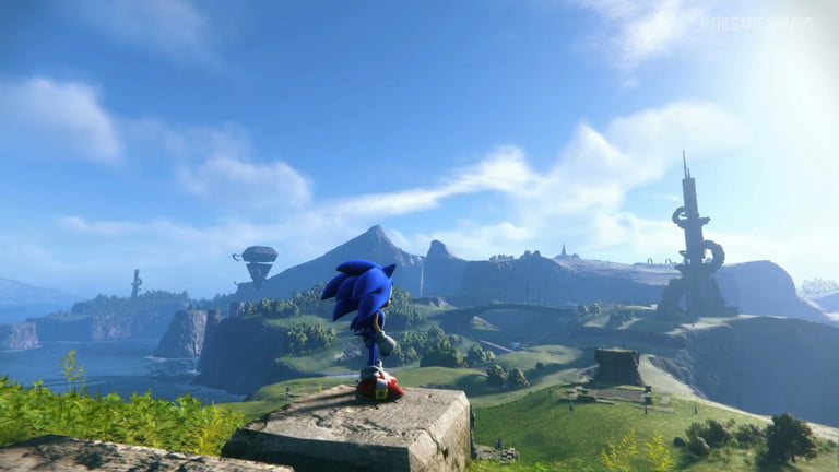 Sonic contempla un mundo abierto en Sonic Frontiers.