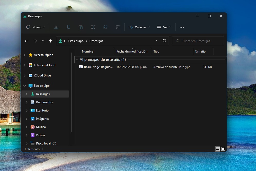 Explorador de archivos en Windows 11.