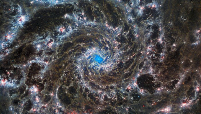 m74 galaxia fantasma telescopio espacial james webb inspects the heart of phantom galaxy
