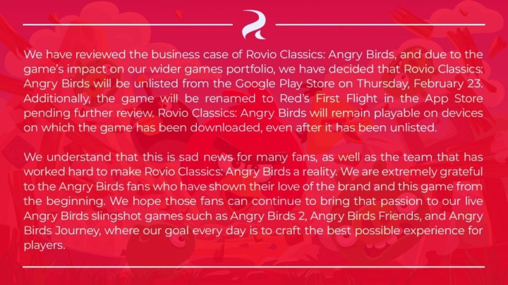 QEPD al Angry Birds original: saldrá de Google Play Store