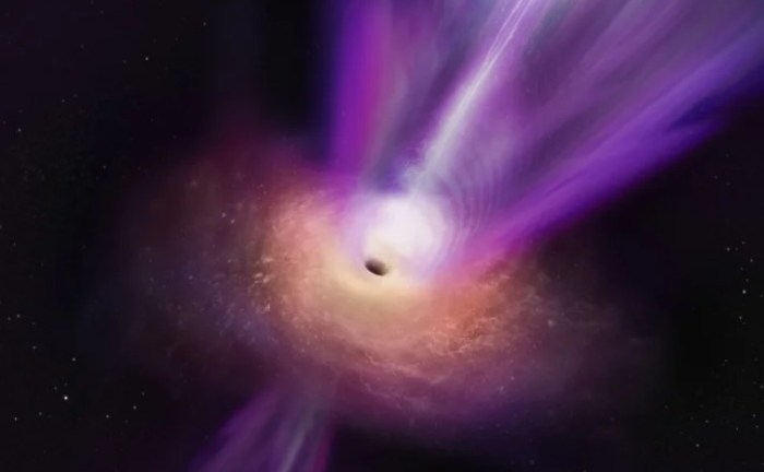 agujero negro arrojando chorro de materia