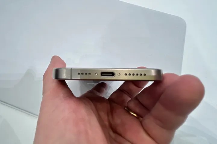 New USB-C port on iPhone 15.
