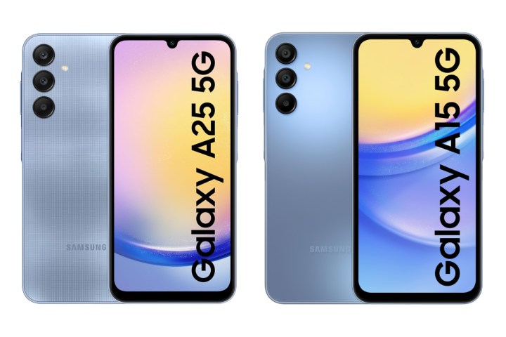 Samsung Galaxy A25 y Galaxy A15.