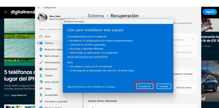 Cómo reinstalar Windows 11 sin perder archivos.