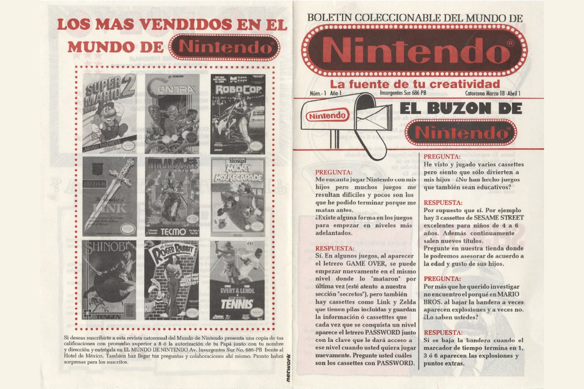 Boletín Coleccionable del Mundo de Nintendo Nº 1 (previo a revista Club Nintendo).