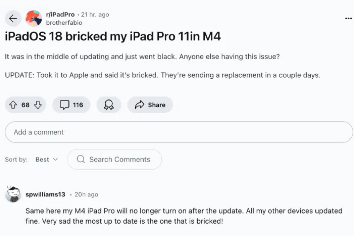 Apple iPadOS 18 update 5 B