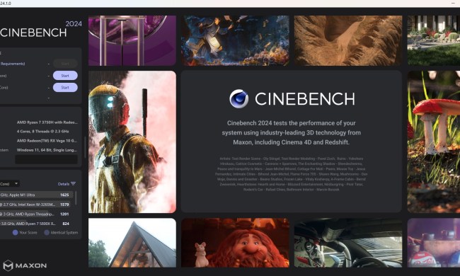 Una imagen del programa de benchmark Cinebench.